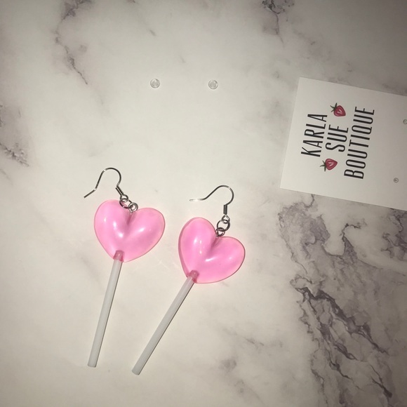 Heart Shape Lollipop Earrings - Picture 5 of 7